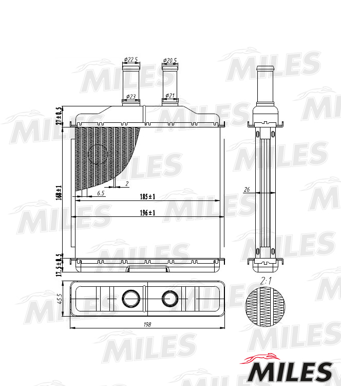 Радиатор отопителя (паяный) CHEVROLET LACETTI 03- (NISSENS 76509) ACHB013